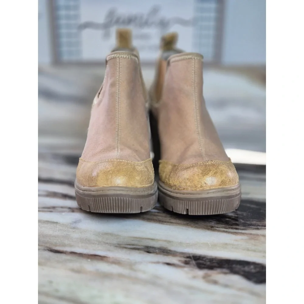 Caterpillar CAT Tan Textile Wedge Ankle Boots Womens‎ 7 Pull On Gorpcore Utility
